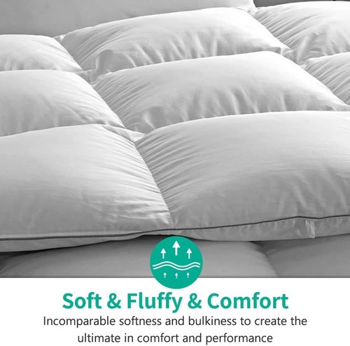 APSMILE Down Feather Fibers Duvet Insert - Ultra-Soft All Season Comforter | Full/Queen Size, White 90x90