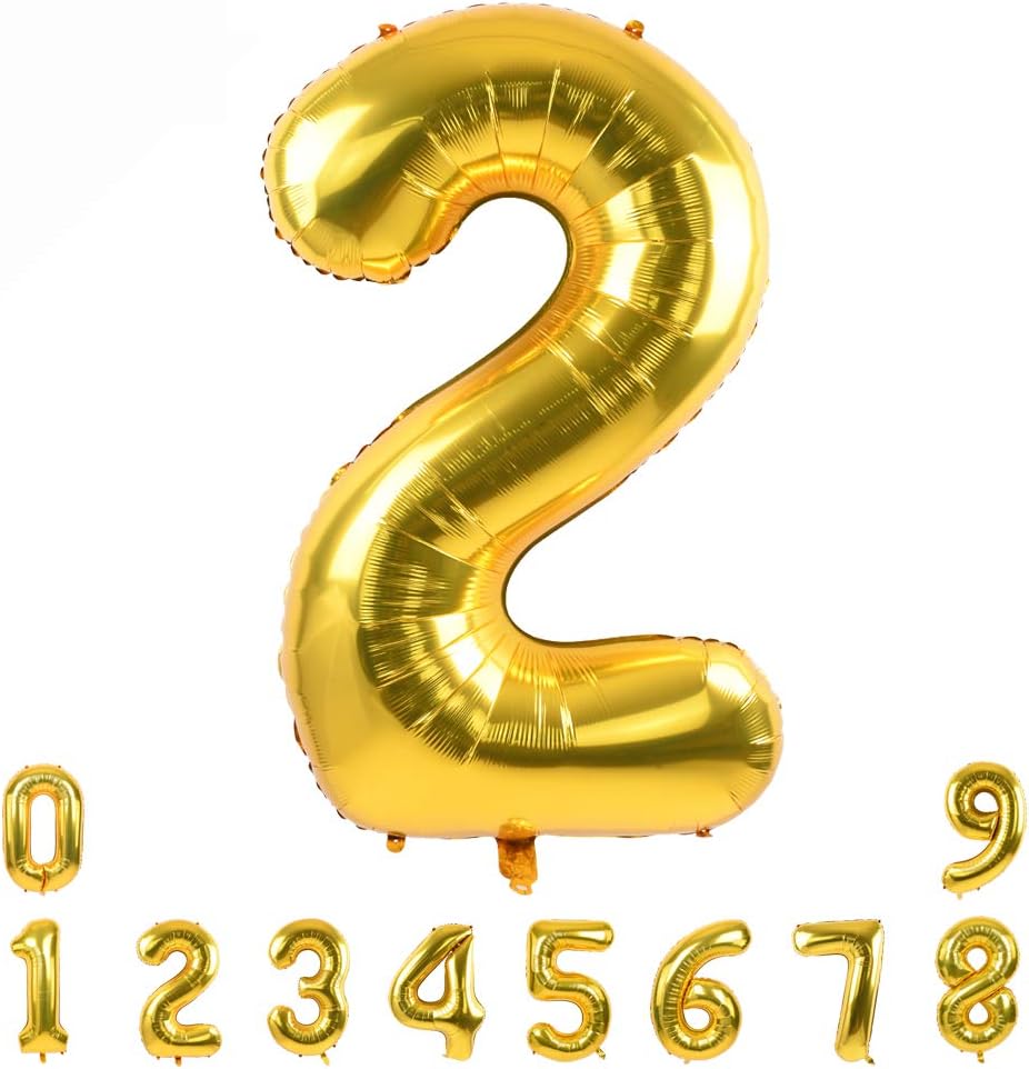 TONIFUL 40 Inch Gold Number Balloons 0-9 | Foil Mylar for Graduation, Weddings & Birthdays
