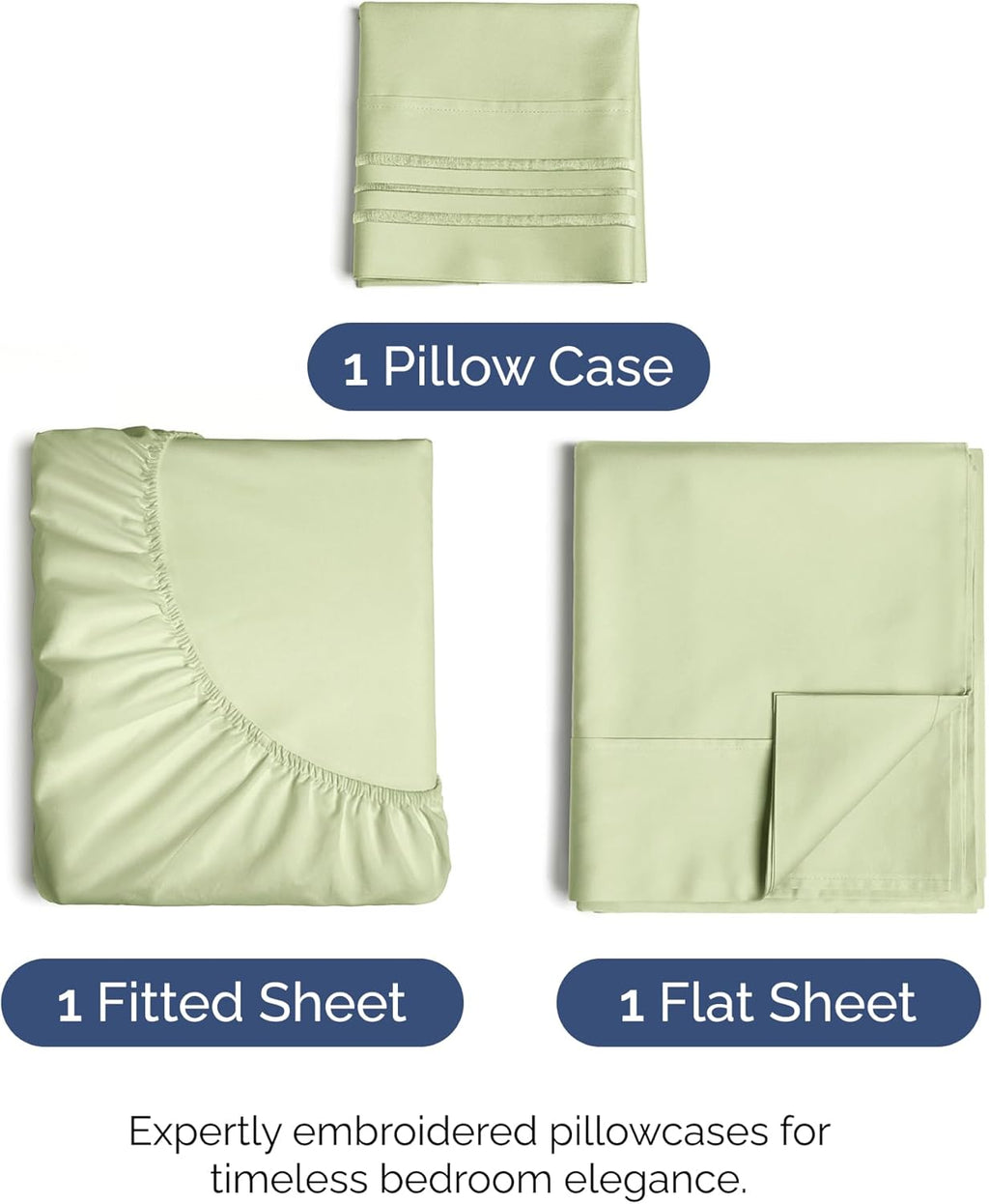 Skiennix Twin Size Sheet Set - Comfy Cooling Bed Sheets | Luxury Hotel Quality - Deep Pockets, Wrinkle-Free - Light Sage Green