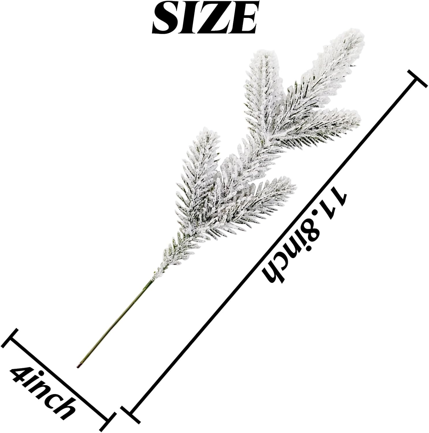 NSBELL 20PCS Artificial Flocking Pine Picks - 11.8 Inch Snow Forest Greenery for Holiday Decor | DIY Wreaths & Parties