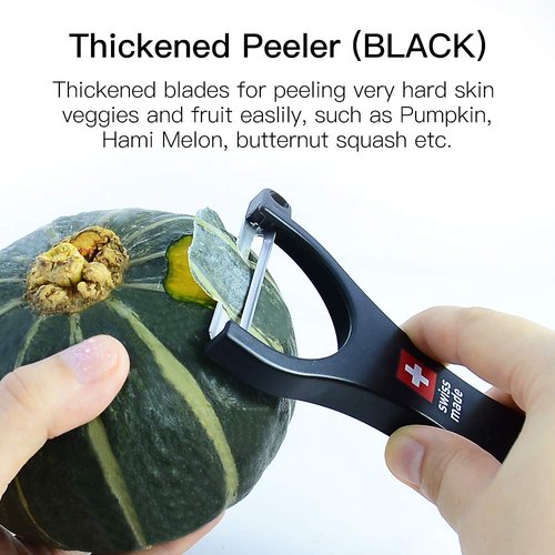 Ftmeslty Original Swiss Made Peeler Vegetable&Fruits stainless steel blade Peeler for kitchen (BLACK-Thick skin Peeler)
