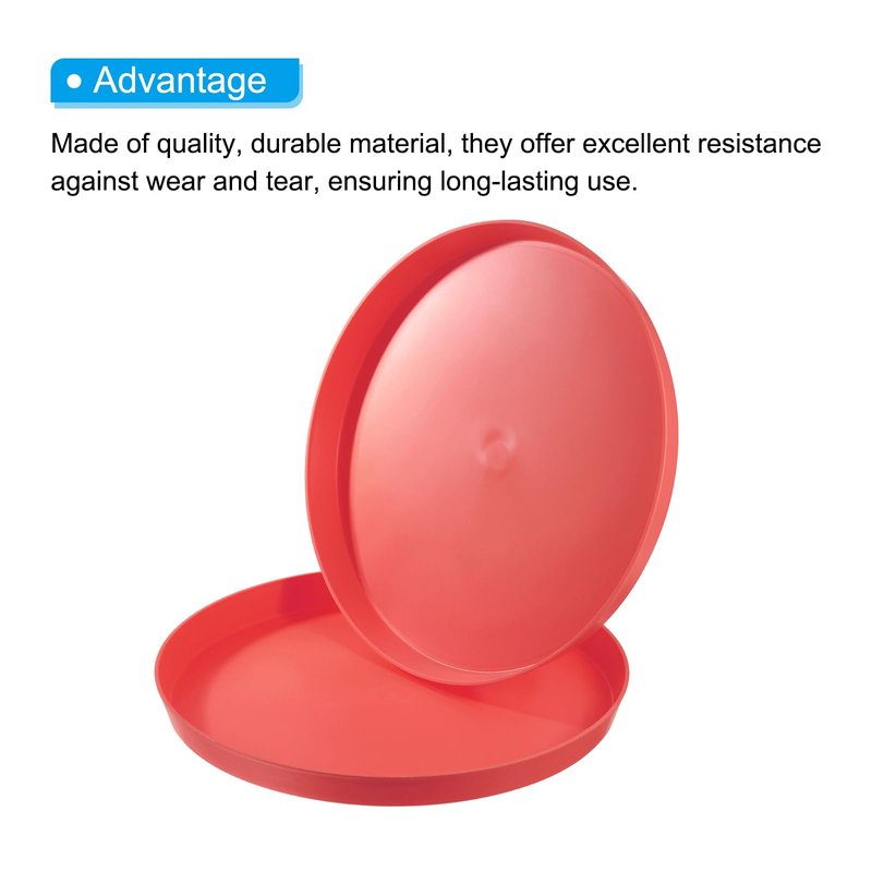 PATIKIL 14" Restaurant Serving Trays, 2 Pcs Round Non-Slip Food Service Tray Platter Reusable Plastic Fast Food Serving Tray for Bar Coffee Home Cafeteria Hotel, Red