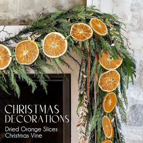 10 Ft Dried Orange Slice Garland for Christmas Decor, Rustic Holiday Wreath