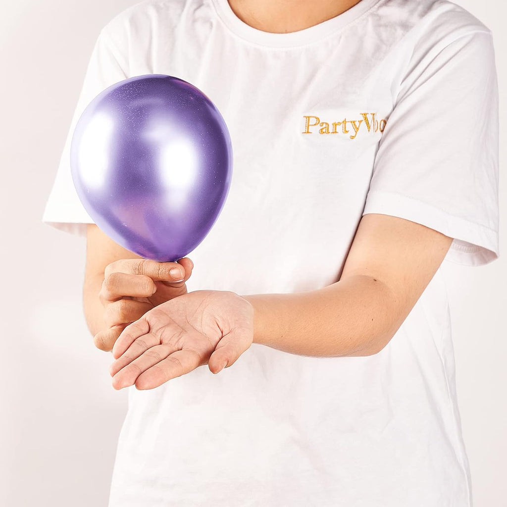 PartyWoo Metallic Purple Balloons - 50 Pcs Mini Chrome Latex for Graduation & Birthday Celebrations