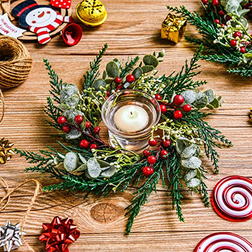 4 Pcs Mini Christmas Wreaths for Kitchen Cabinets, 8-Inch Holiday Decor