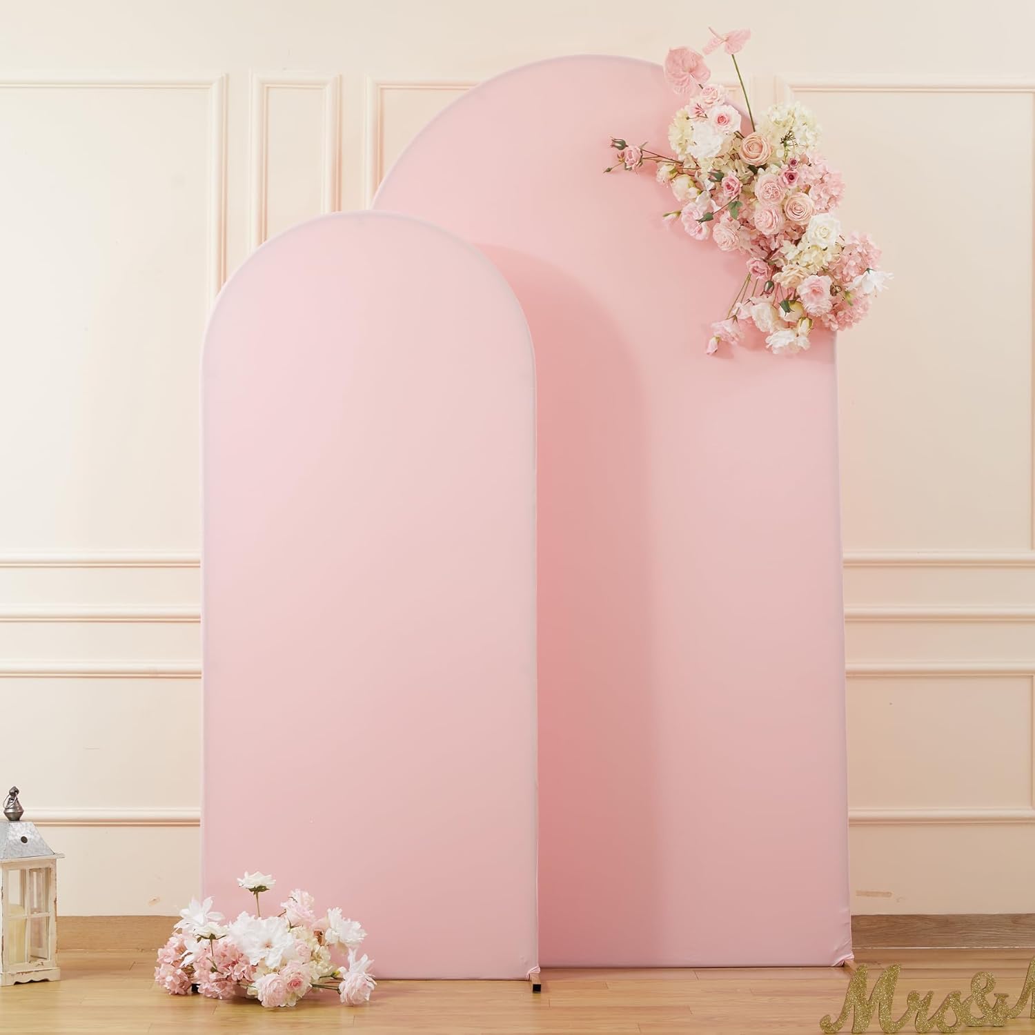 Skiennix Pink Arch Cover Set - 7.2ft & 6ft Stretchy Spandex Backdrop for Weddings & Parties