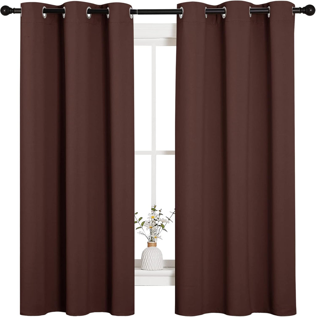 NICETOWN Blackout Curtains - Thermal Insulated Grommet Top for Bedroom Privacy | Chocolate Brown, 42 x 63 Inches