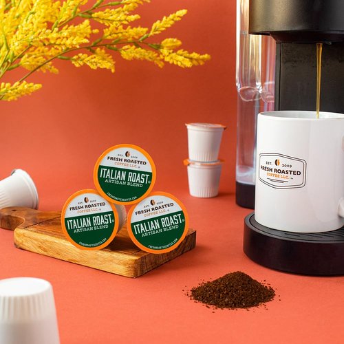 Fresh Roasted Coffee - Italian Roast Dark Roast | 96 Pods for K-Cup Brewers