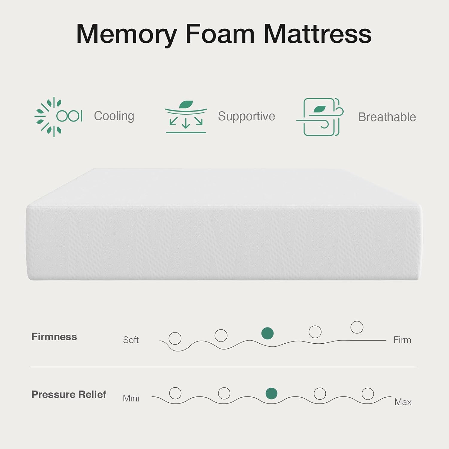Novilla Twin Bed Mattress - 8 Inch Gel Memory Foam for Cooling Comfort & Pressure Relief | CertiPUR-US Certified, White
