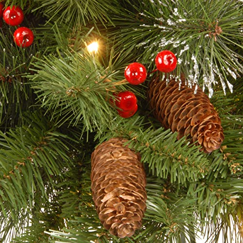 9ft Pre-Lit Christmas Garland with 50 Clear Lights, Pinecones & Berries