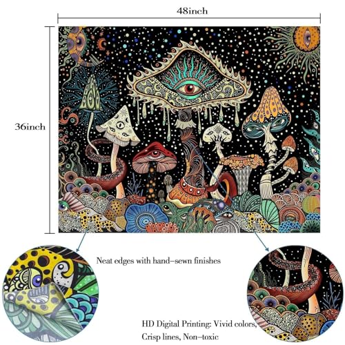 Mushroom Wall Tapestry - Aesthetic Hippie Room Decor & Wall Hanging