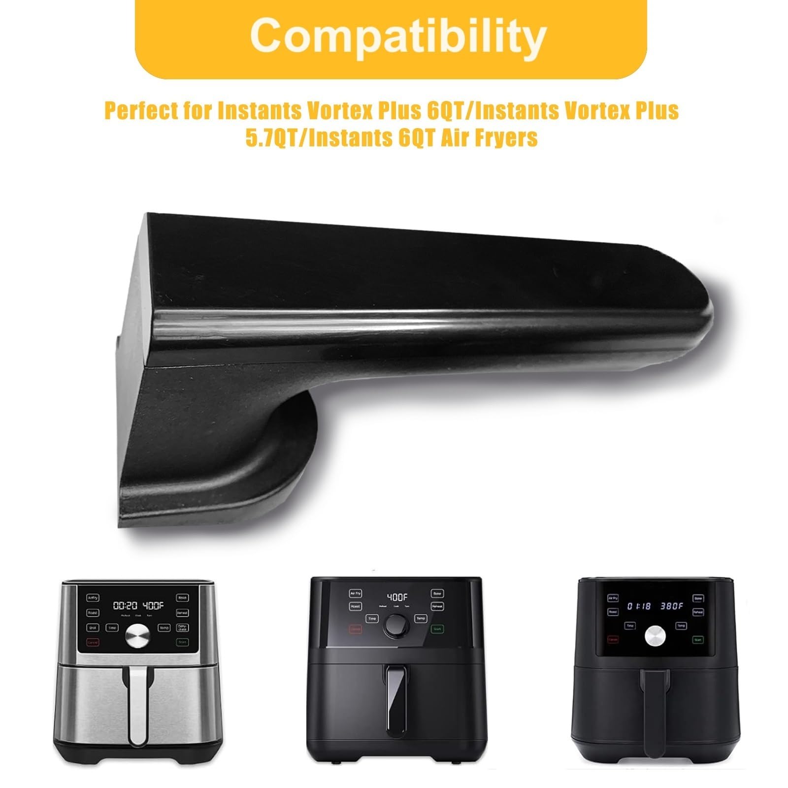 Rhsaae Air Fryer Replacement Handle for Instants Vortex Plus 6QT Air Fryers, Upgraded Air Fryer Handle for Instants Vortex Plus 5.7QT/Instants 6QT Air Fryer, Ergonomic Design, Dishwasher Safe