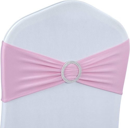 Babenest Spandex Chair Sashes - 50PCS Premium Stretch Covers with Buckle Slider | Pink Elastic Ties for Weddings & Events