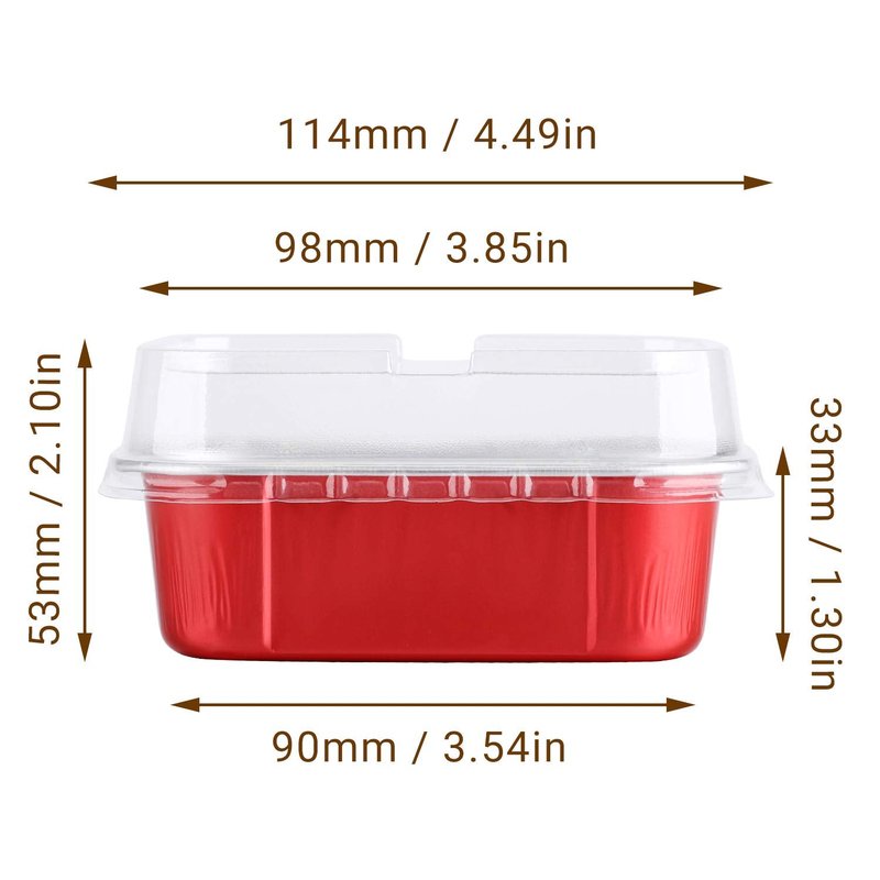 EUSOAR Cupcake Cups with Lids, 5.7oz 50pcs Disposable Desserts Flan, Baking Cups with Lids, Aluminum Foil Desserts Cupcake Flan, Catering Gathering Shower Favor-Red