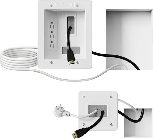 Mount-It! In-Wall TV Cable Concealer Kit - Triple Outlet, 9ft Cord & Hand Saw for Safe Cable Management
