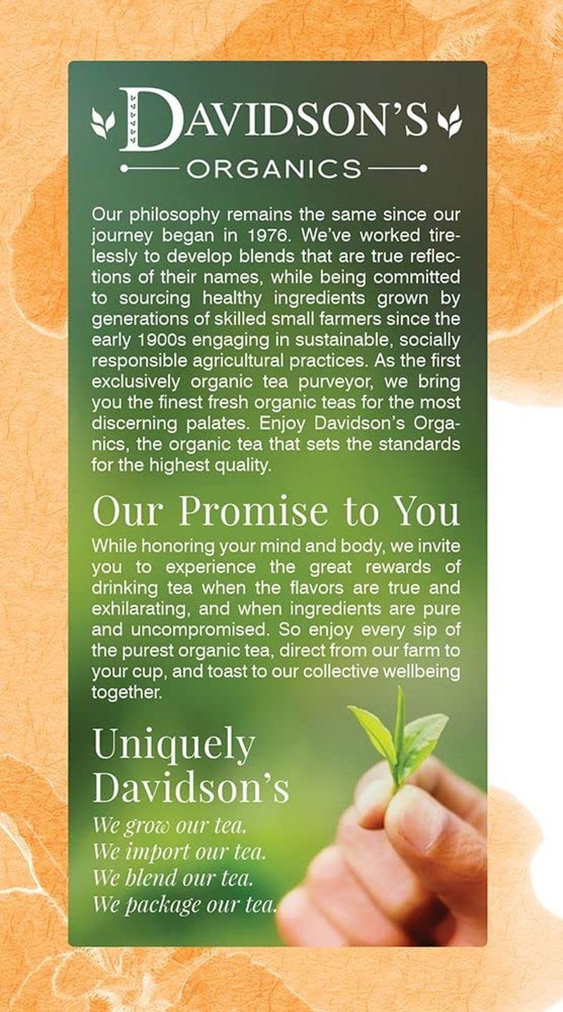 Davidson's Organics, Tulsi Mango Peach, 25-count Tea Bags, Pack of 6
