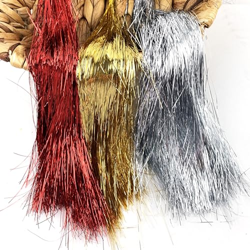 Heyiwell Silver 2000 Strands Iridescent Tinsel Icicles for Christmas Tree Decorations, 18 Inch
