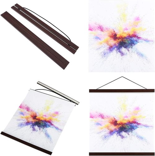 Benjia Magnetic Light Wood Poster Frame - 25x16, 25x35, 25x38 for Canvas Art | Walnut Finish (1 Pack)