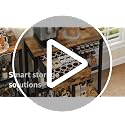 YATINEY Rustic Brown & Black 5-Tier Coffee Bar Rack with Storage & Pod Holder