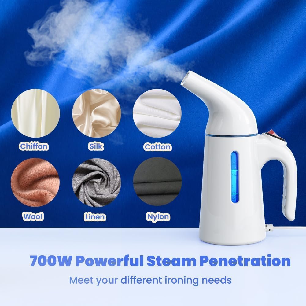 Skiennix Portable Clothes Steamer - 700W Fast Heat-Up in 40 Seconds | 120ML Water Tank, 25g/min Steam
