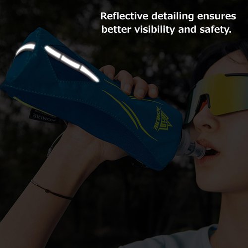 Azarxis Handheld Water Bottle and Phone Case for Running/Walking, Quick Grip Handheld Soft Flask 17oz with Hand Strap Hydration Pack for Runners and Athletes (Black)