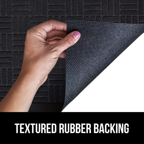 GORILLA GRIP Waterproof All-Season WeatherMAX Doormat - 35x23, Natural Rubber, Stain & Fade Resistant, Easy Clean Black Maze