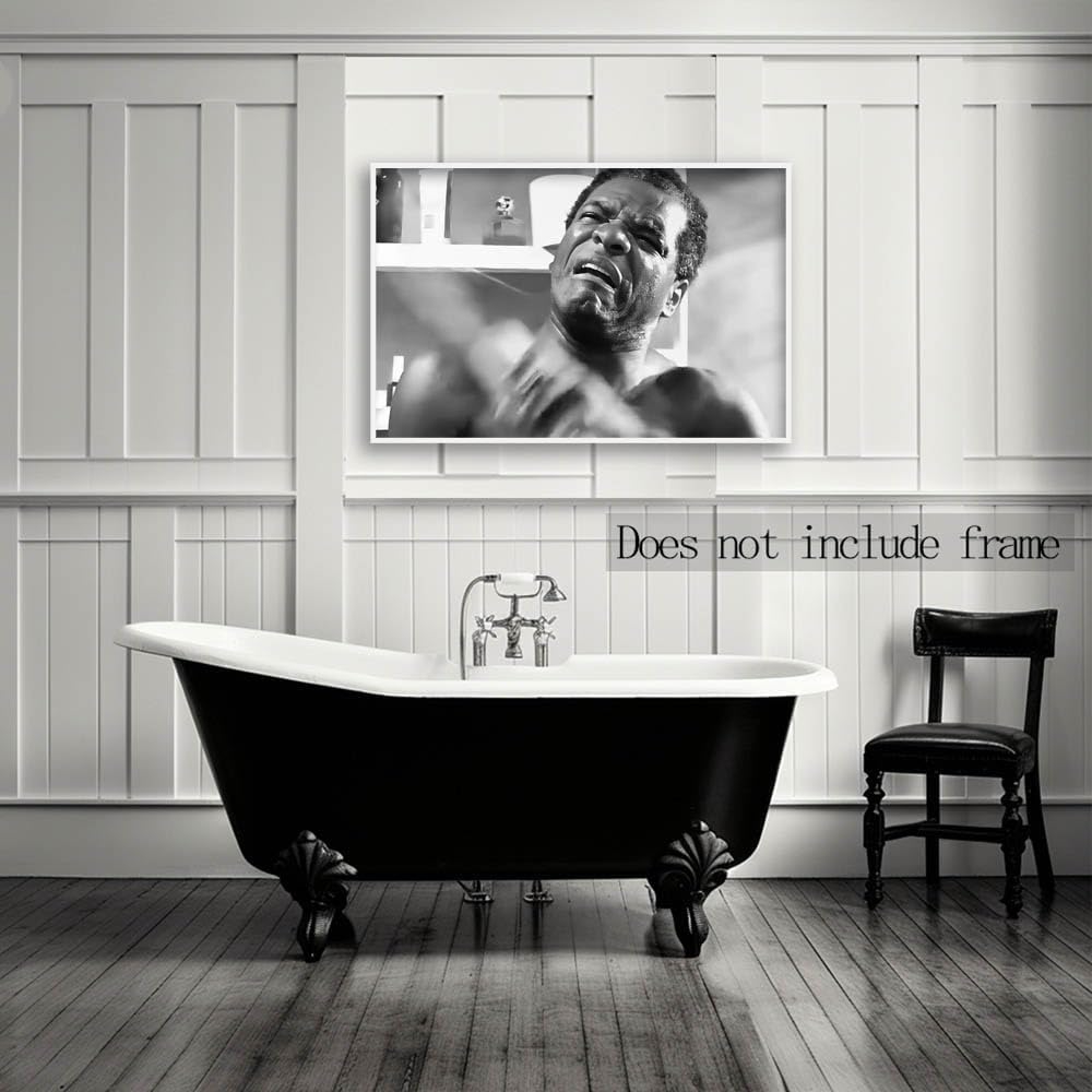 Skiennix Funny Friday Bathroom Poster - Black & White Wall Art Canvas Print | 12x18 Inch Unframed Decor