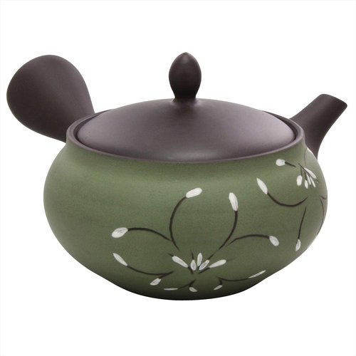 Tokoname Ware F829 Pottery Hiramaru Teapot Flower