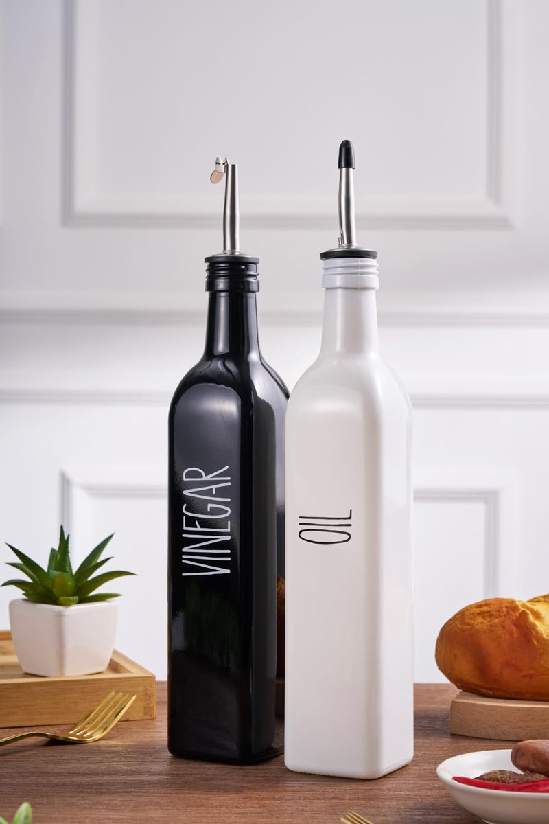 VICUKIE Oil Bottles For Kitchen, Olive Oil Dispenser Bottle, Oil Dispenser Bottle For Kitchen, Oil And Vinegar Dispenser, Cooking Oil Dispenser, Farmhouse Decor (1 black)