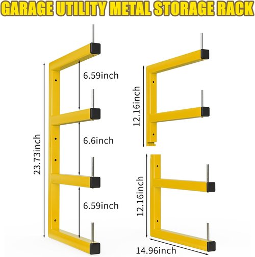 Heavy Duty Lumber Storage Rack by [Brand Name] - 4-Pack Wall-Mounted Organizer | 8-Level System, Holds Up to 1600 Lbs