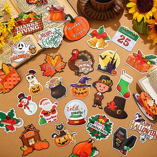 Funtery 30Pcs Holiday Refrigerator Magnets Set – Thanksgiving, Halloween & Christmas (Pumpkin Theme)