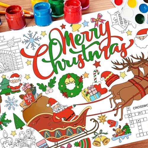 Giant Christmas Coloring Tablecloth 30 x 72 Inches for Holiday Parties