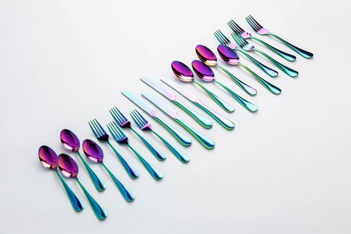 Nicole Miller 20-Piece Rainbow Flatware Set - Modern Stainles Steel Kitchen Utensils For A Stylish Dining, Service for 4