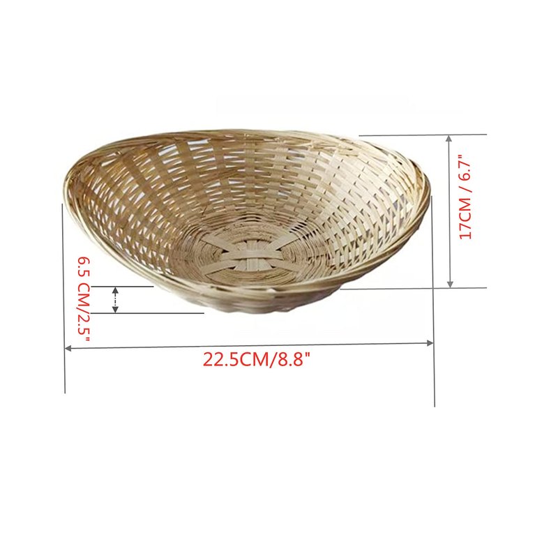 LONG XIN SERIES 4 Pcs 8.8"x6.7"x2.5" Bamboo Basket Tray Oval Display Bamboo Handmade Basket for Kitchen Organization Stackable Storage