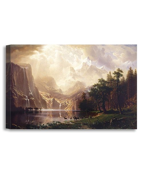 DECORARTS - Albert Bierstadt Among the Sierra Nevada California Giclee Canvas Print Wall Art, Mountain Landscape Decor, Made in USA 36x24