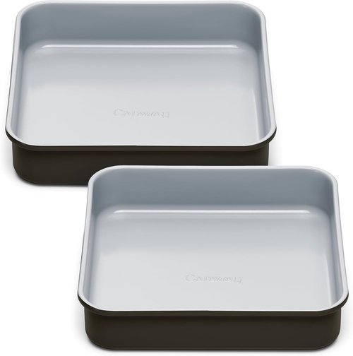 Caraway 9” Square Pan Duo - Non-Stick Ceramic Coating - Chemical-Free Bakeware - Black