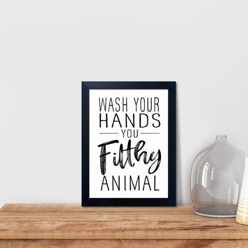 Bathroom Quotes Wall Decor | Black and White Canvas Art - Small Framed Toilet Decor for Kids