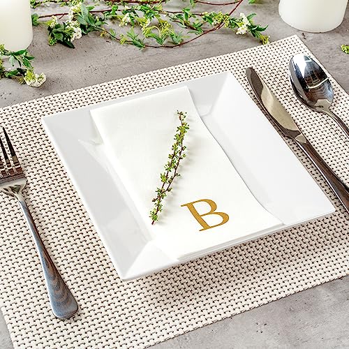 Monogrammed Gold Letter B Linen-Feel Paper Guest Towels - 50 Pack