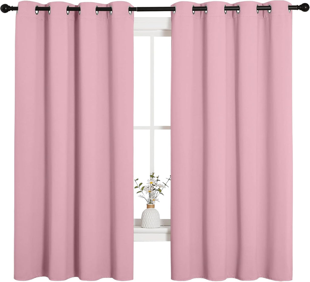NICETOWN Blackout Curtain Panels - Thermal Insulated Solid Drapes | Crystal Pink, 55x68 Inches, 1 Pair