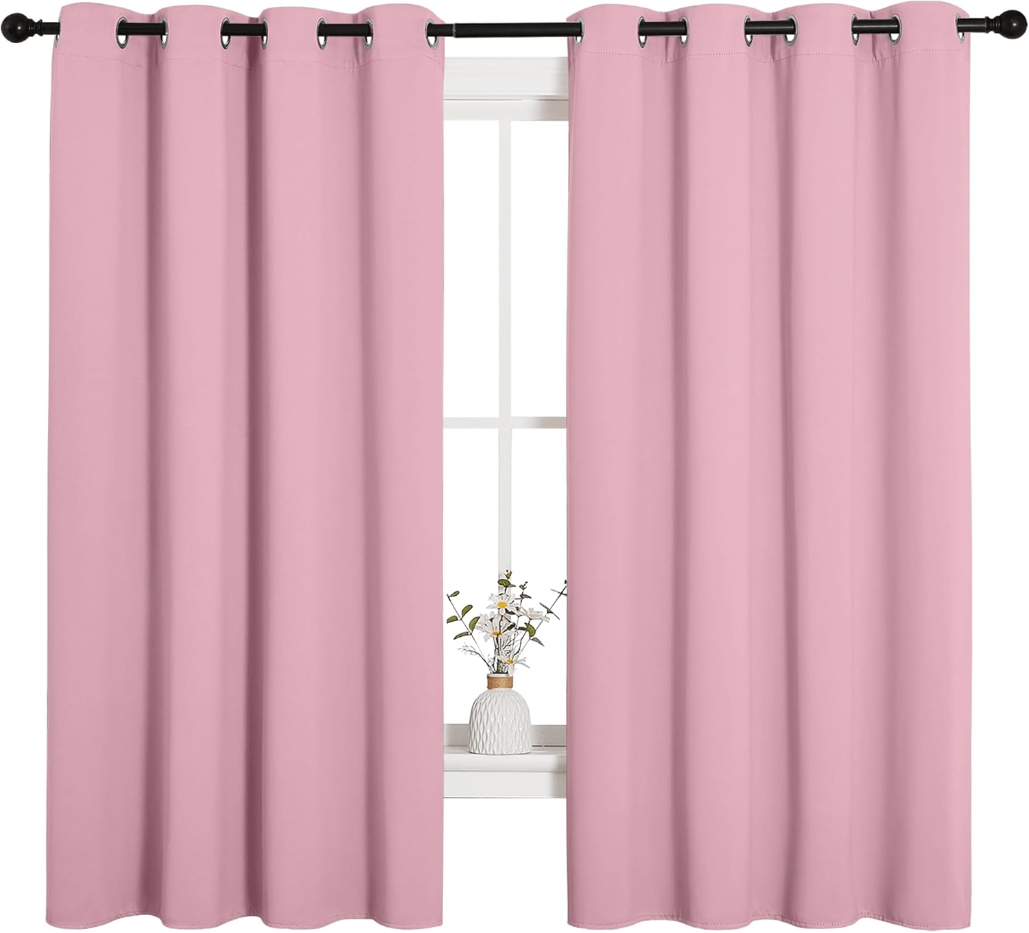 NICETOWN Blackout Curtain Panels - Thermal Insulated Solid Drapes | Crystal Pink, 55x68 Inches, 1 Pair