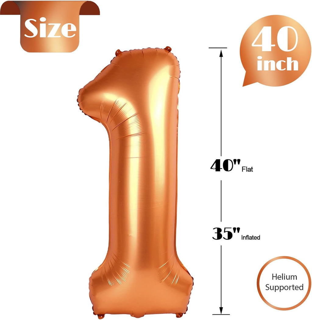 Orange 1 Balloon - 40 Inch Giant Number 1st Birthday Decoration | Perfect for First Birthdays