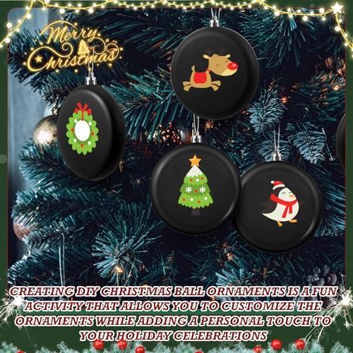 24-Pack 4 Inch Matte Black Christmas Ornaments - DIY Holiday Decor Balls