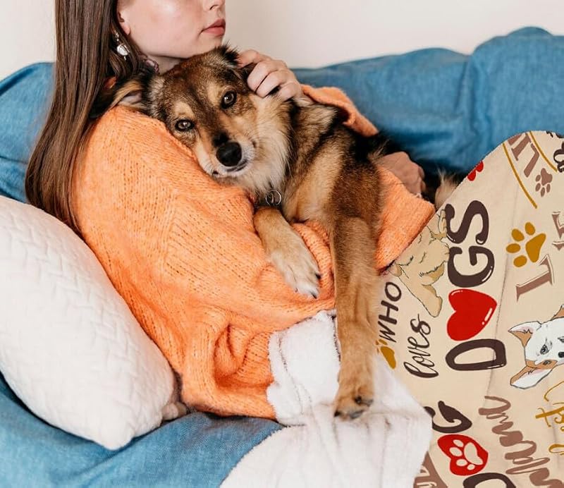 Dog Lovers Gifts for Women – Just A Girl Who Loves Dogs Throw Blanket 50x60 (AJIIUSV) – Perfect Dog Mom Gift