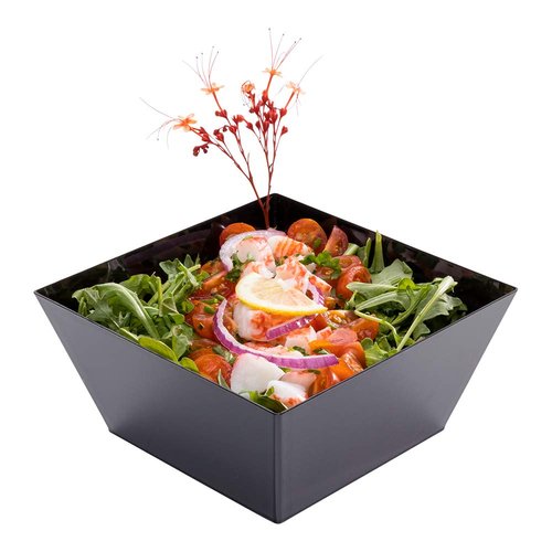 Restaurantware-18 Ounce Plastic Square Bowls, 25 Medium Square Plastic Serving Bowls - Recyclable, Crack-Resistant, Black Plastic Square Disposable Bowls, Durable, For Parties Or Catering Events