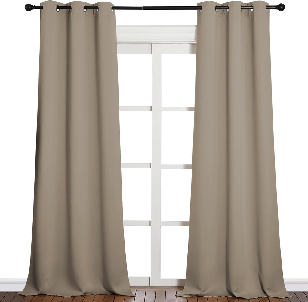 NICETOWN Blackout Curtains for Patio Glass Doors - Privacy Panel Drapes, Taupe, 42" x 95" (1 Pair)