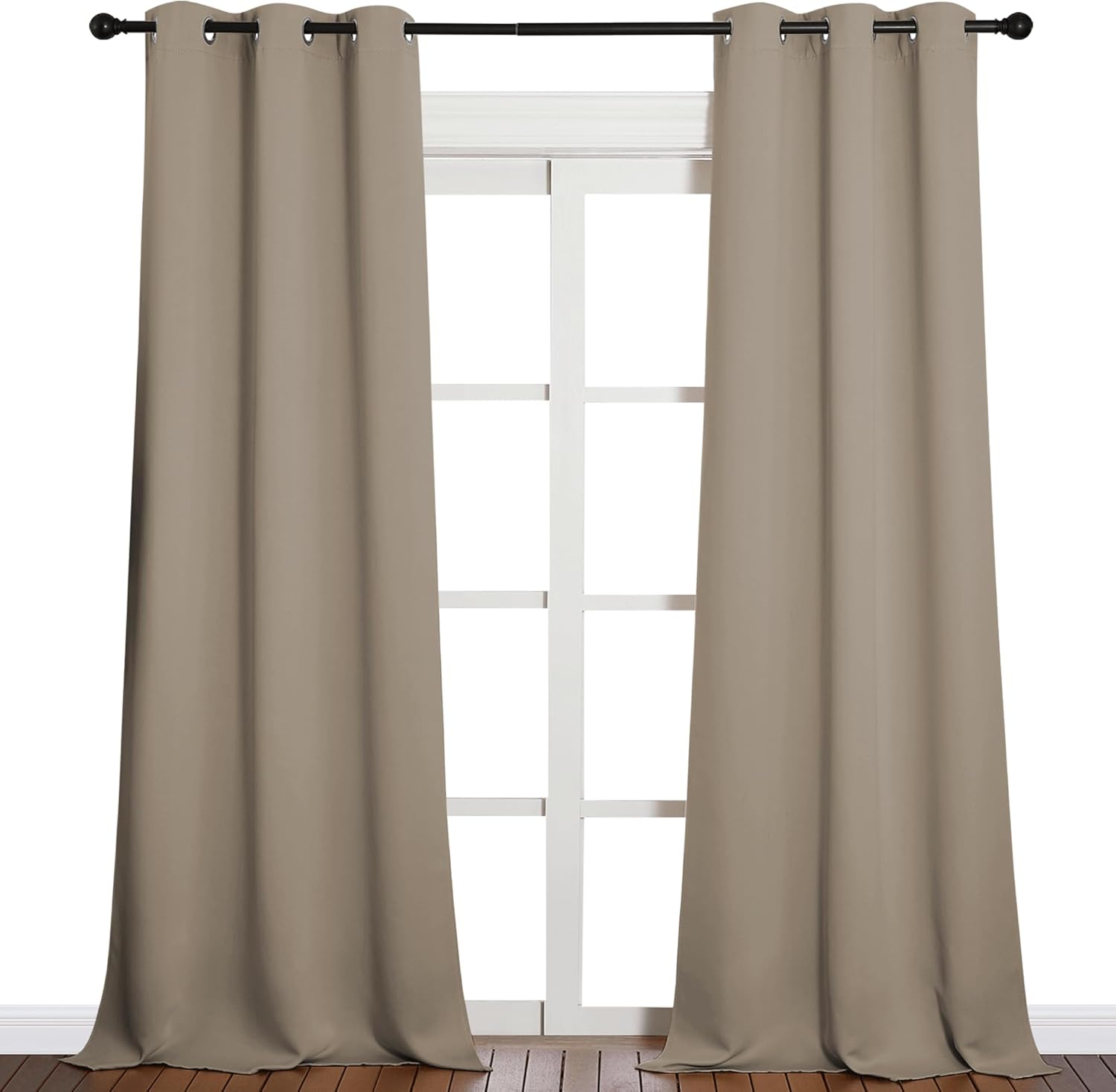 NICETOWN Blackout Curtains for Patio Glass Doors - Privacy Panel Drapes, Taupe, 42" x 95" (1 Pair)