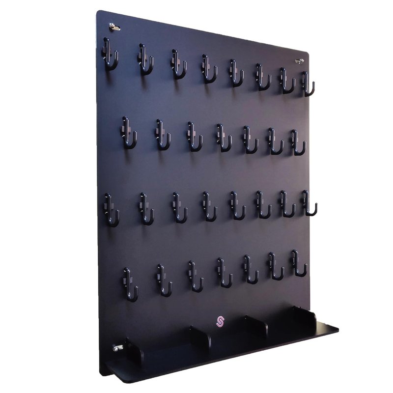 PROSPACE P0015 Acrylic Key Hooks with 30 Hooks Upgrade Thick Buckle 14 3/4ʺW x 18 3/4ʺL Wall-Mounted Key Hanging Board for Garage, Car Dealer, Office, Hotel, Real Estate (Matte Black with Pallet x2)