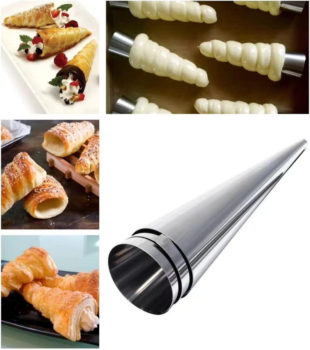 Skiennix 10-Pack Large Cream Horn Forms - Non-Stick Pastry Moulds for Croissants & Desserts | 5-Inch Size