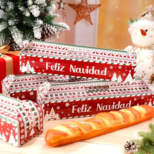 Christmas Ham Bread Boxes 100 Pack - Feliz Navidad Holiday Bakery Packaging