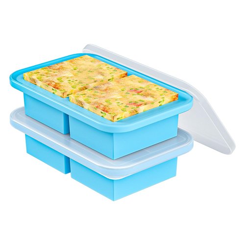 Silicone Freezer Trays with Lid, 2 Cup Soup Freezer Containers - 2 Pack, Silicone Soup Freezer Molds - Large Ice Cube Tray, Freeze and Store Soup, Broth, Sauce, Leftovers - Makes 8 Perfect 2 Cup